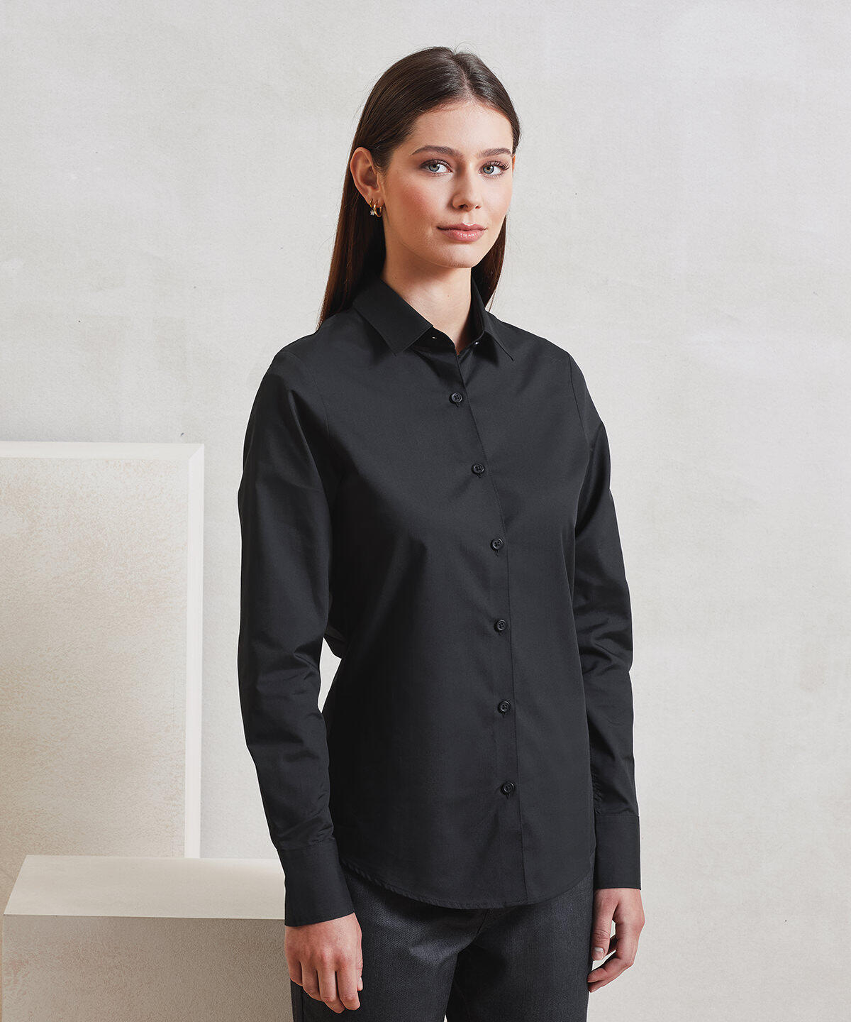 PR303 Women’s long sleeve ‘Recyclight’ poplin shirt White - Image 2