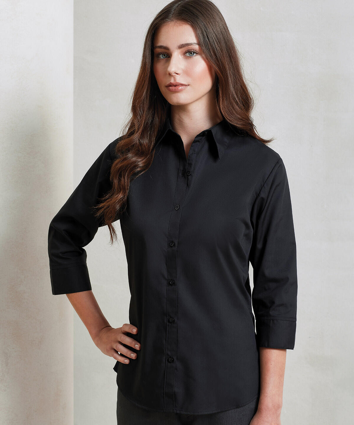 PR305 Women's ¾ sleeve poplin blouse White - Image 2