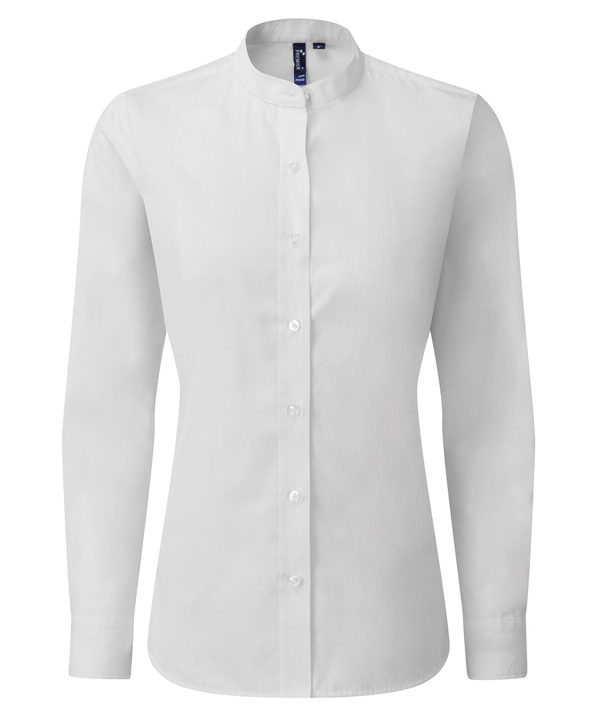 Premier PR358 Women's banded collar 'grandad' shirt White