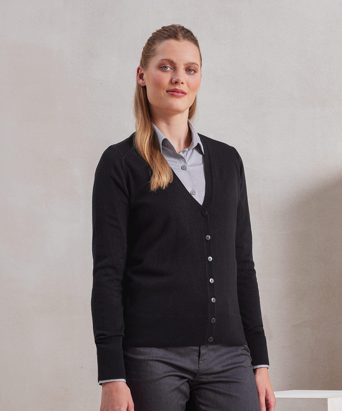 PR402 Women's 'essential' acrylic cardigan Blue - Image 2