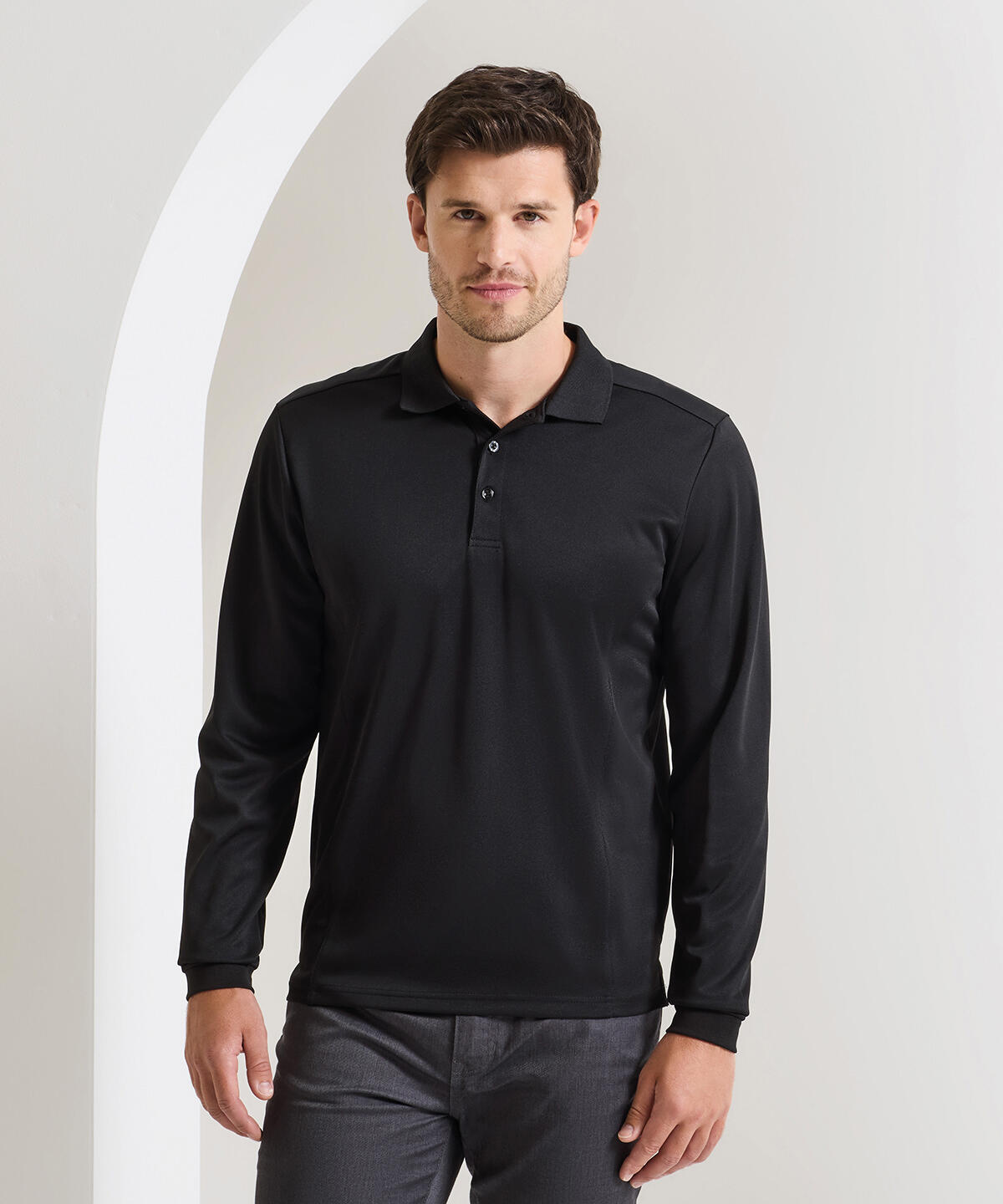 PR617 Long sleeve Coolchecker® piqué polo Blue - Image 2