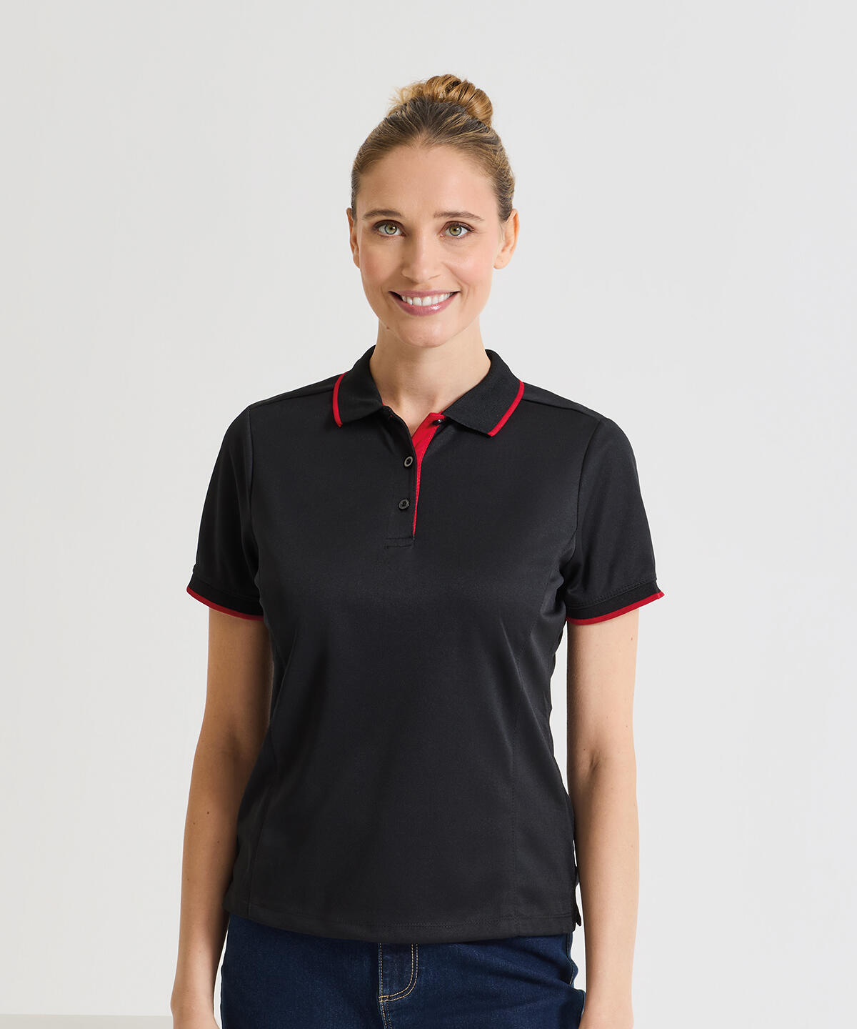 PR619 Women's contrast Coolchecker® polo Blue - Image 2