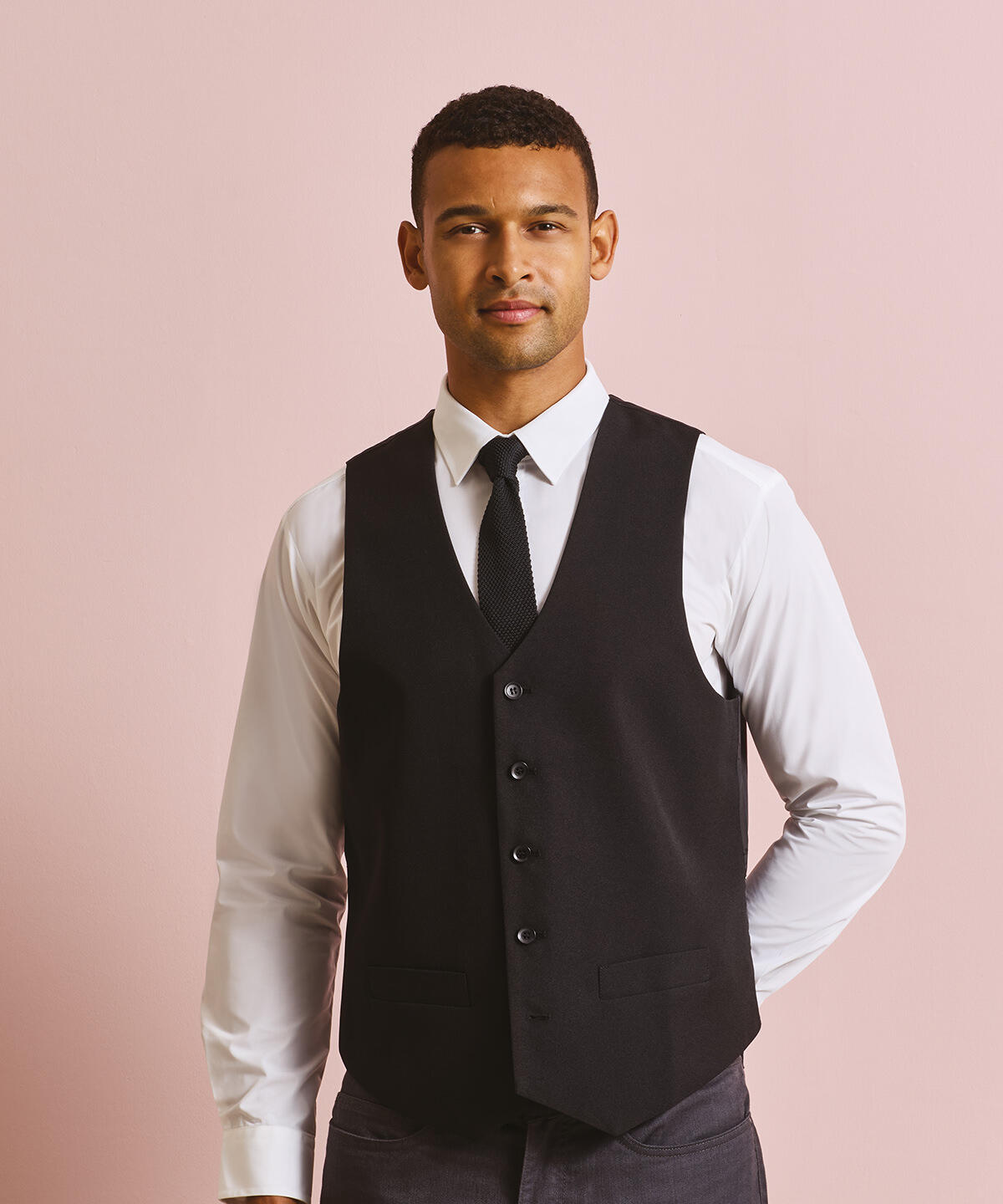 PR622 Lined polyester waistcoat Black - Image 2