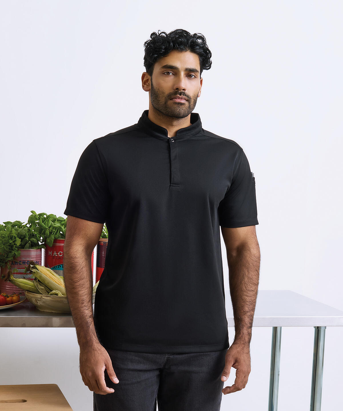 PR646 Essential Coolchecker® short sleeve chef’s shirt Black - Image 2