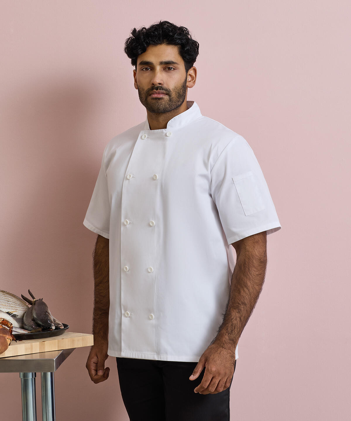 PR656 Short sleeve chef’s jacket White - Image 2