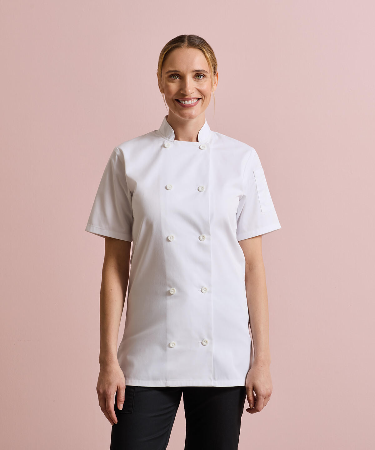 PR670 Women's short sleeve chef's jacket White - Image 2