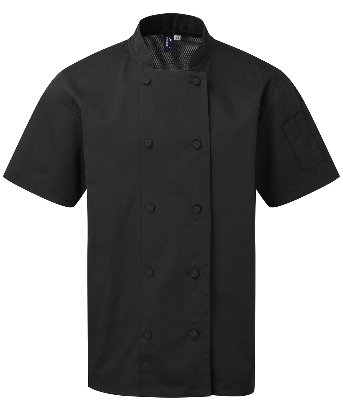 Premier PR902 Chefs Coolchecker® short sleeve jacket Black