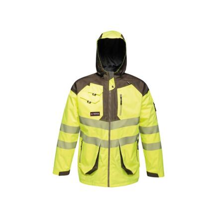 Regatta High Visibility TRA340 REGATTA HIGH VISIBILITY Hi-Vis Parka Jacket Yellow/Grey