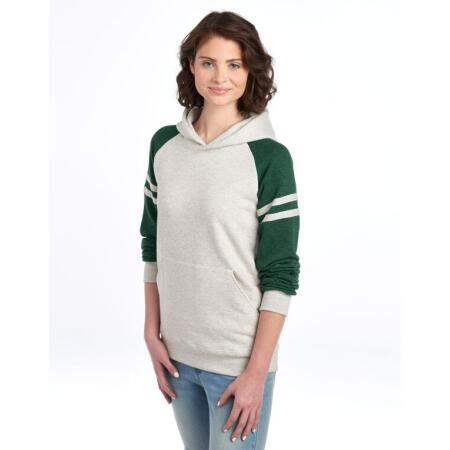 Jerzees 0S97CR0 Jerzees NuBlend Varsity Colour-Block Hood Oatmeal Heather/ Forest Green Heather