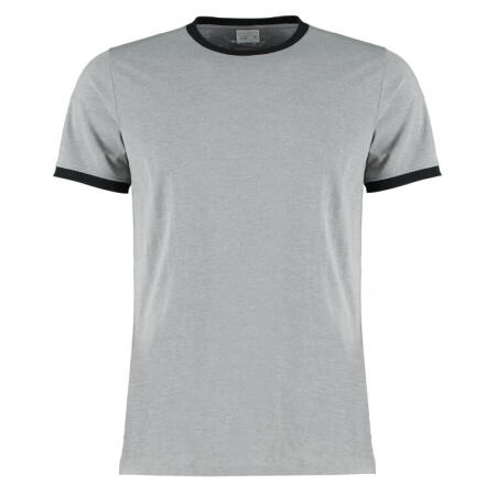 Kustom Kit KK508 Kustom Kit Fashion Fit Ringer Tee Light Grey Marl/ Black