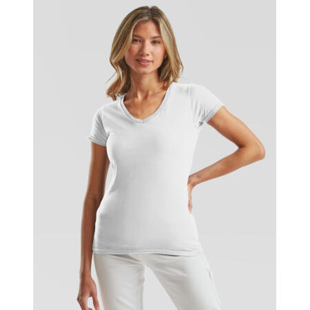 Fruit Of The Loom 61444 Fruit Of The Loom Ladies' Iconic 150 V-Neck T White