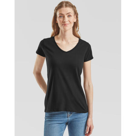 Fruit Of The Loom 61444 Fruit Of The Loom Ladies' Iconic 150 V-Neck T Black