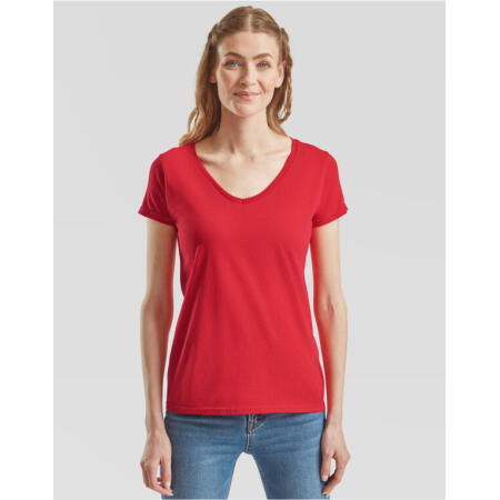 Fruit Of The Loom 61444 Fruit Of The Loom Ladies' Iconic 150 V-Neck T Red