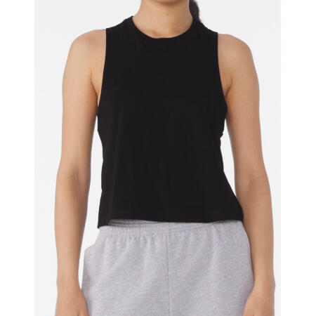 Bella BE6682 Women's Racerback Cropped Tank Solid White Triblend