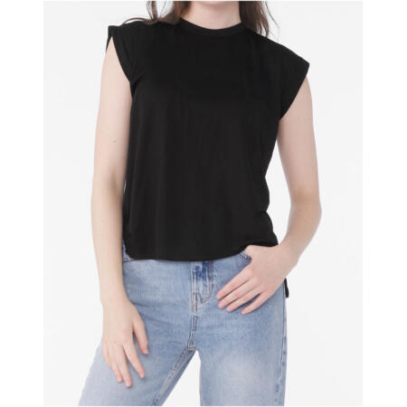 Bella BE8804 Women's Flowy Muscle Tee with Rolled Cuff White