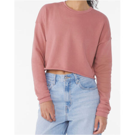 Bella BE7503 Women's Cropped Crew Fleece Mauve