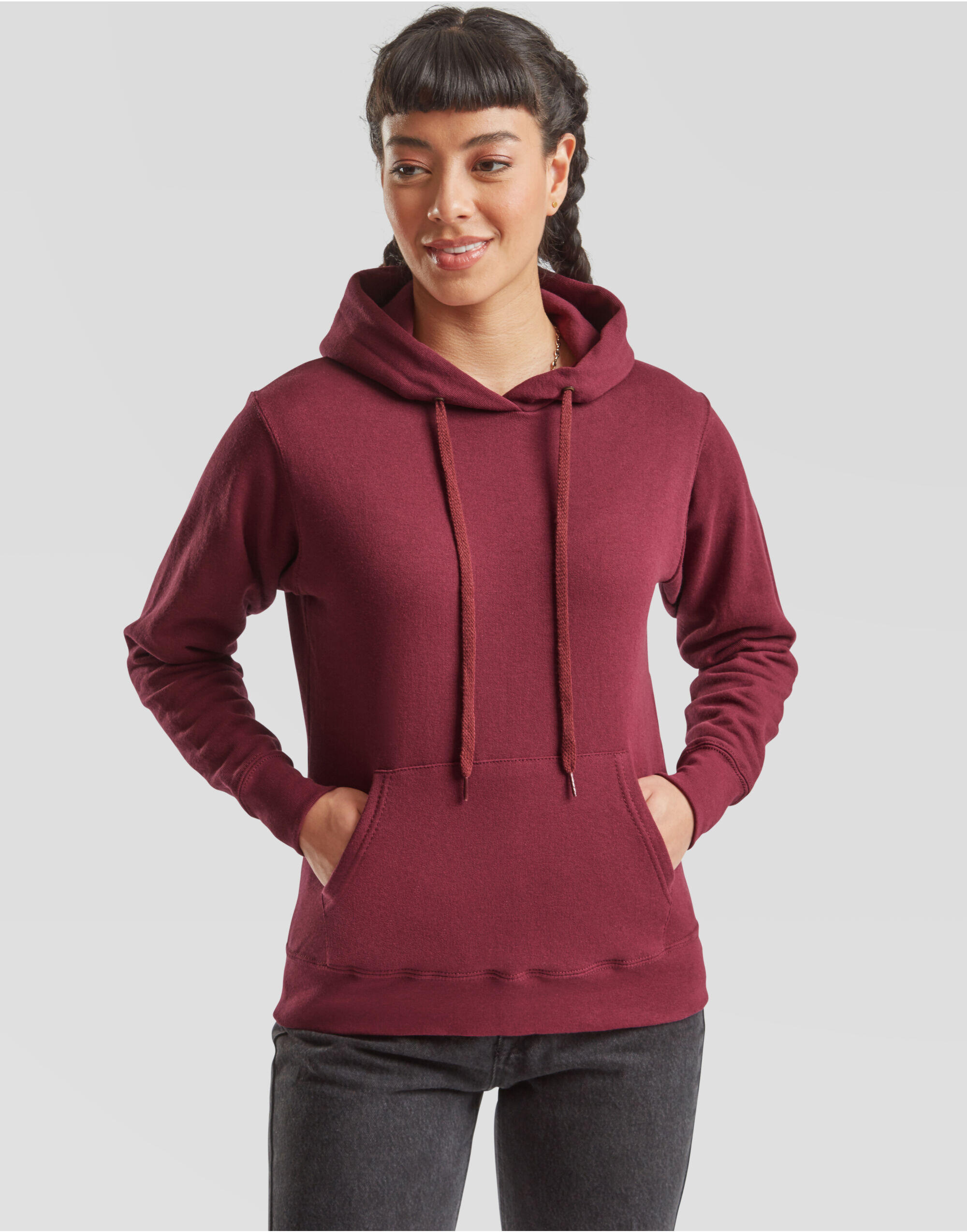 Fruit Of The Loom Burgundy Ladies' Classic Hooded Sweat