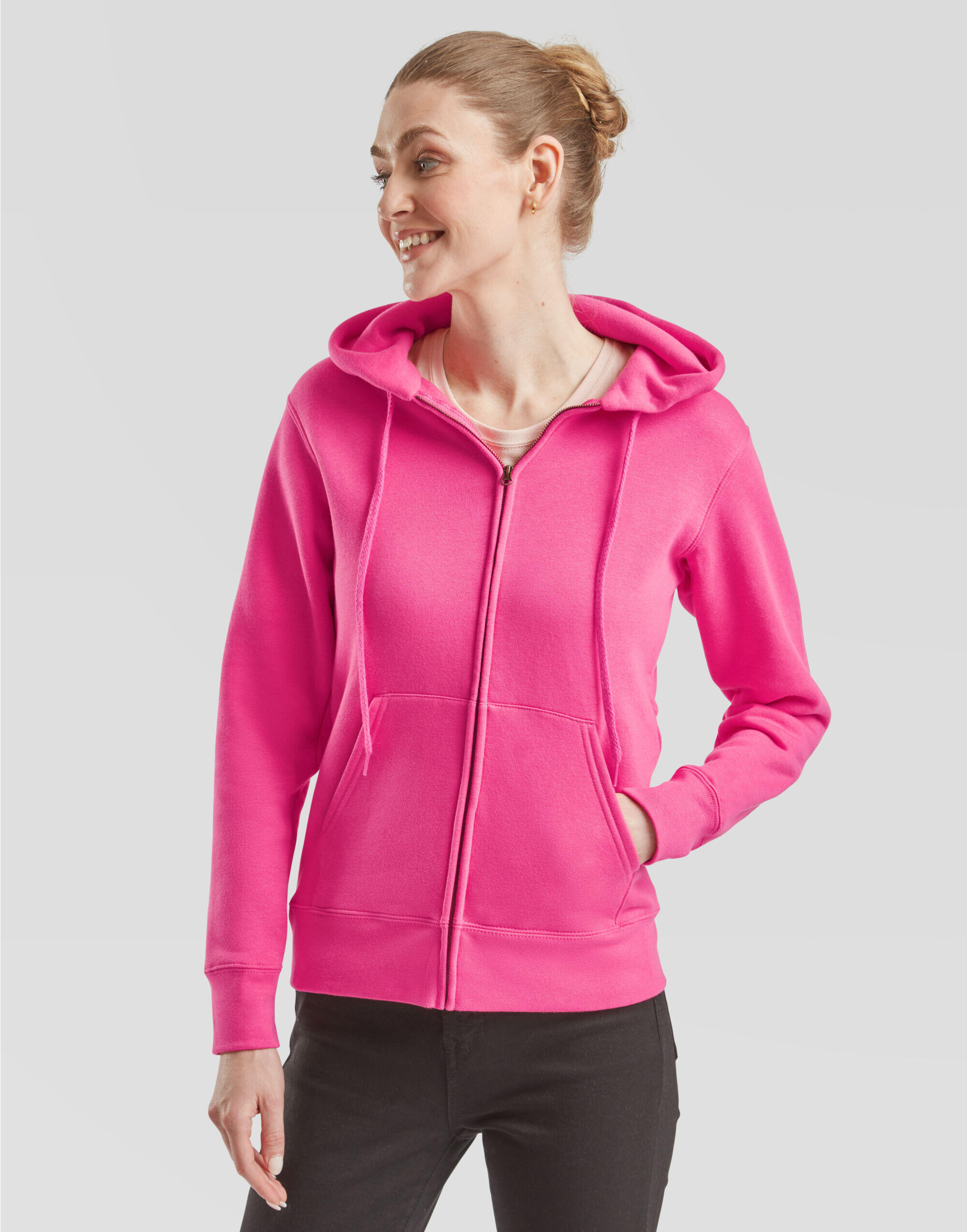 Fruit Of The Loom Fuchsia Ladies' Premium Hooded Sweat Jacket