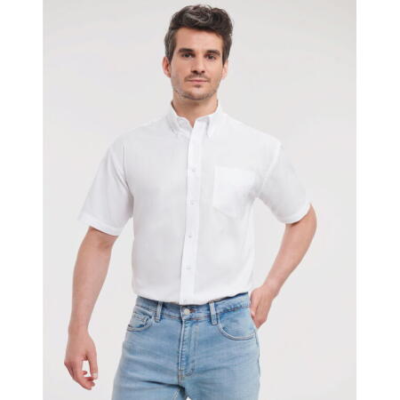 Russell Collection 933M Russell Collection Men's S/Sleeve Oxford Shirt White