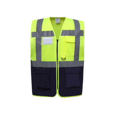 Yoko HVW801 Yoko Hi-Vis Executive Waistcoat Hi-Vis Yellow/Navy
