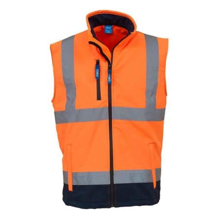 Yoko HV006 Yoko Hi-Vis Softshell Bodywarmer Hi Vis Orange/Navy