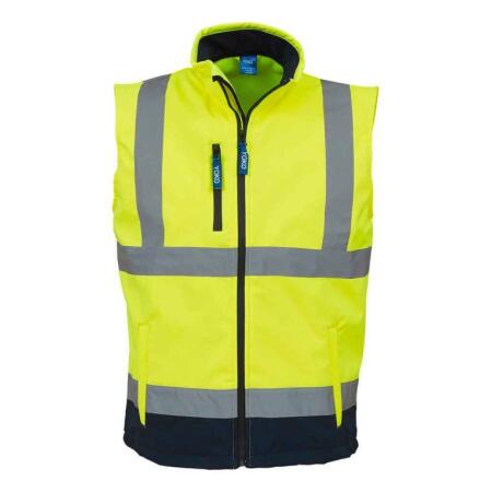 Yoko HV006 Yoko Hi-Vis Softshell Bodywarmer Hi-Vis Yellow/Navy