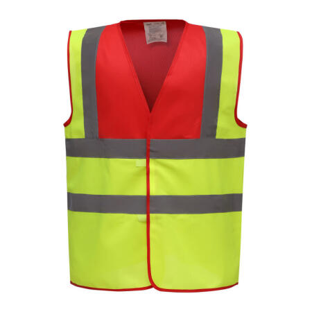Yoko HVW100TT Yoko Two Tone Class 1 Waistcoat Red/Hi Vis Yellow