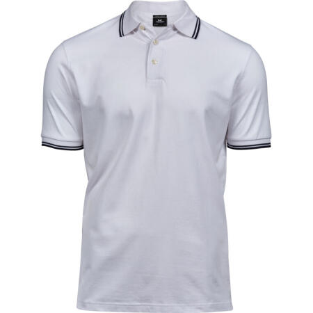 Tee Jays TJ1407 Tee Jays Men's Luxury Stripe Stretch Polo White/Navy