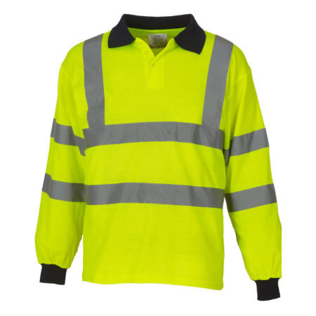 Yoko HVJ310-3M Yoko Hi-Vis Long Sleeve Polo Shirt Hi-Vis Yellow