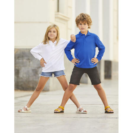 Fruit Of The Loom 63201 Kid's 65/35 L/Sleeve Polo White