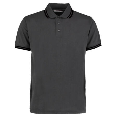 Kustom Kit KK409 Kustom Kit Classic Fit Tipped Collar Polo Charcoal/Black