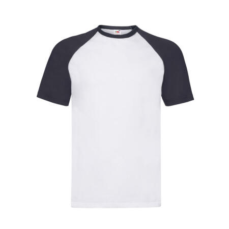 Fruit Of The Loom 61026 Fruit Of The Loom Men's Valueweight S/Sleeve Baseball T White/Deep Navy