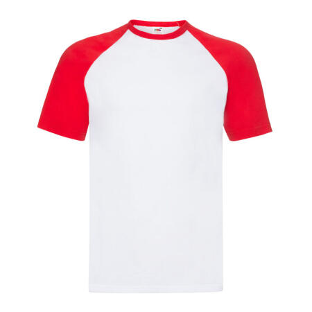 Fruit Of The Loom 61026 Fruit Of The Loom Men's Valueweight S/Sleeve Baseball T White/Red