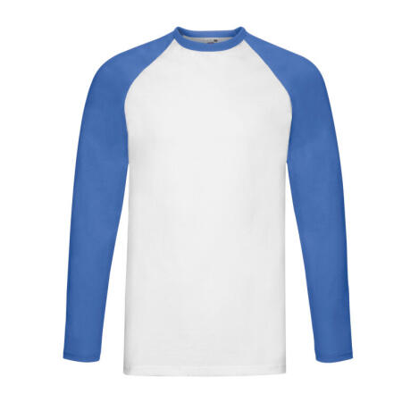Fruit Of The Loom 61028 Fruit Of The Loom Men's Valueweight L/Sleeve Baseball T White/Royal Blue