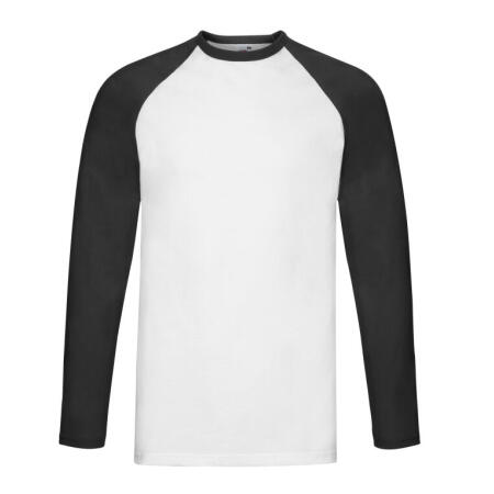 Fruit Of The Loom 61028 Fruit Of The Loom Men's Valueweight L/Sleeve Baseball T White/Black