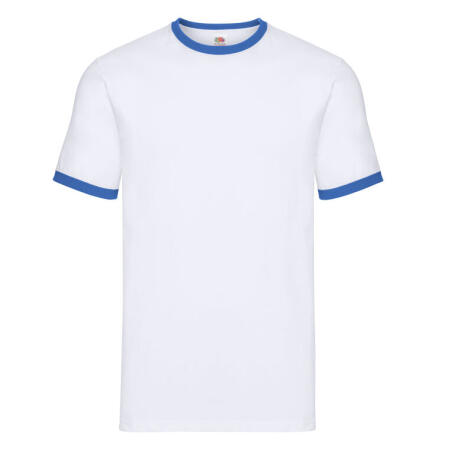 Fruit Of The Loom 61168 Fruit Of The Loom Men's Valueweight Ringer T White/Royal Blue