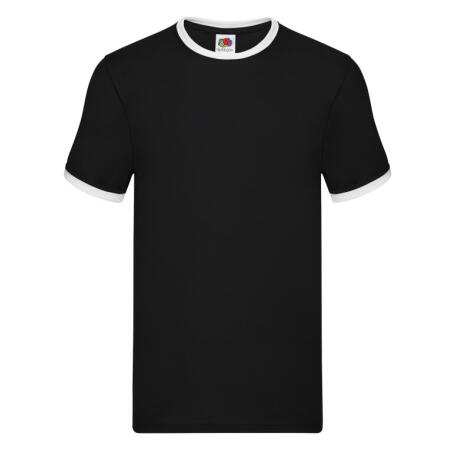 Fruit Of The Loom 61168 Fruit Of The Loom Men's Valueweight Ringer T Black/White