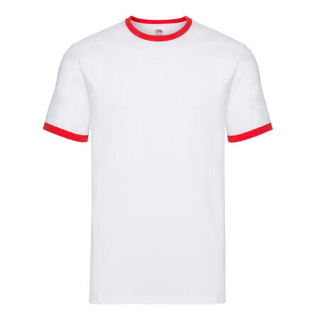 Fruit Of The Loom 61168 Fruit Of The Loom Men's Valueweight Ringer T White/Red