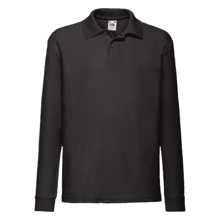 Fruit Of The Loom Black Kid's 65/35 L/Sleeve Polo