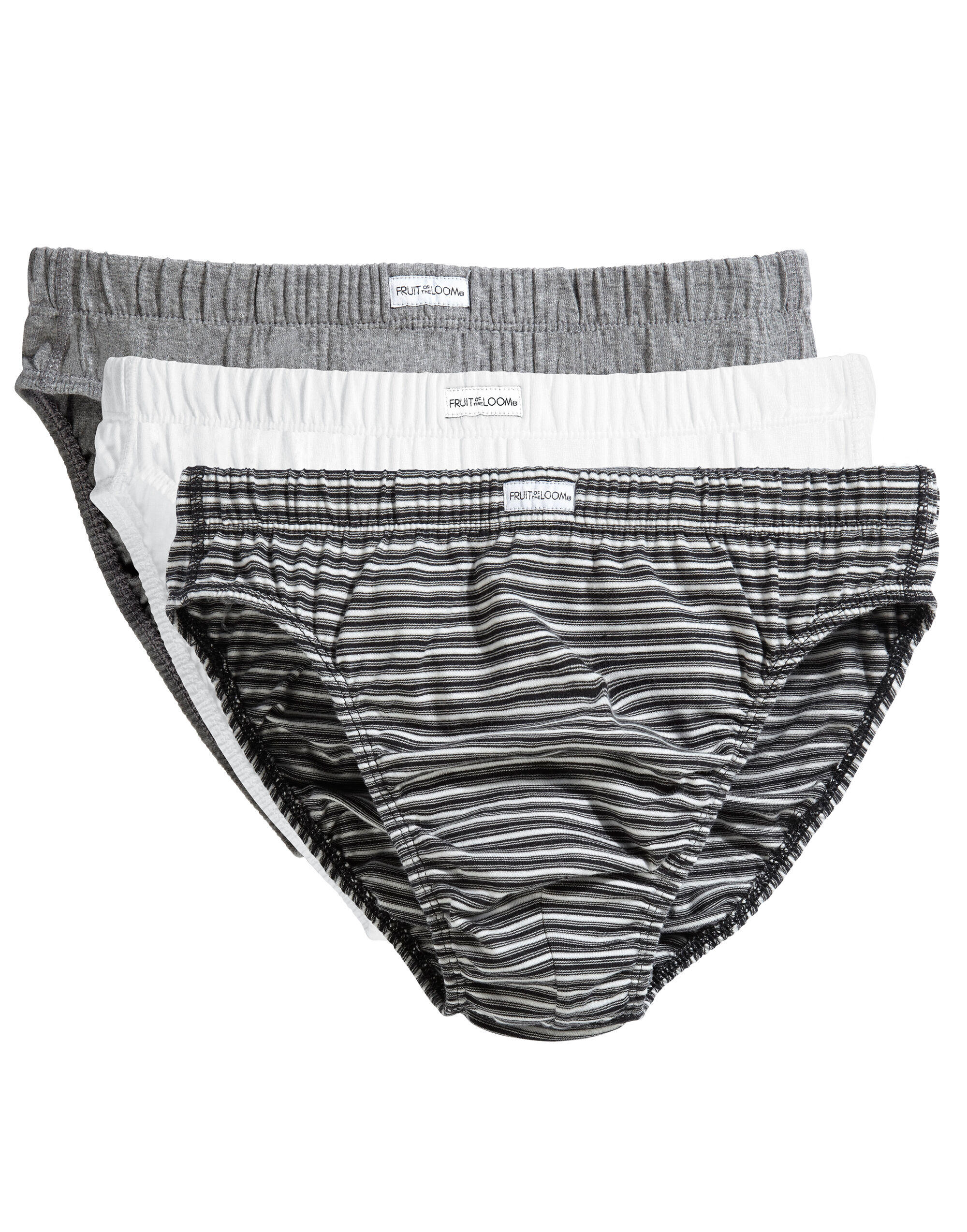 Fruit Of The Loom Underwear Black/White Stripe Men's Classic Slip (3 Pack)