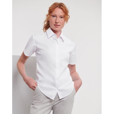 Russell Collection 933F Russell Collection Ladies' S/Sleeve Oxford Shirt White