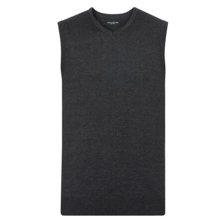 Russell Collection 716M Russell Collection V-Neck Sleeveless Knitted Pullover Charcoal Marl