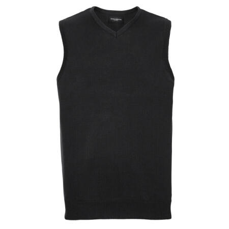 Russell Collection 716M Russell Collection V-Neck Sleeveless Knitted Pullover Black