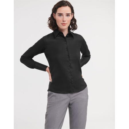 Russell Collection 956F Russell Collection Ladies' L/Sleeve Non-Iron Shirt Black