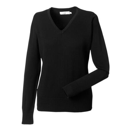 Russell Collection 710F Russell Collection Ladies' V-Neck Knitted Pullover Black