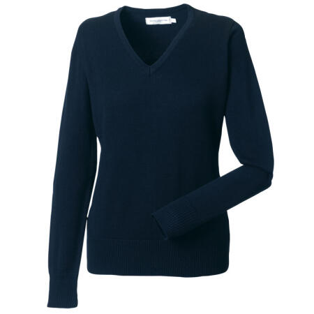 Russell Collection 710F Russell Collection Ladies' V-Neck Knitted Pullover French Navy