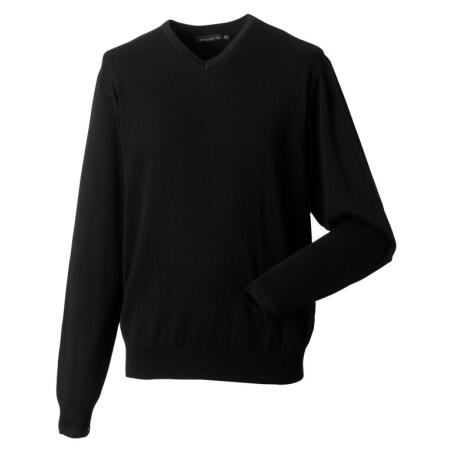 Russell Collection 710M Russell Collection Men's V-Neck Knitted Pullover Black