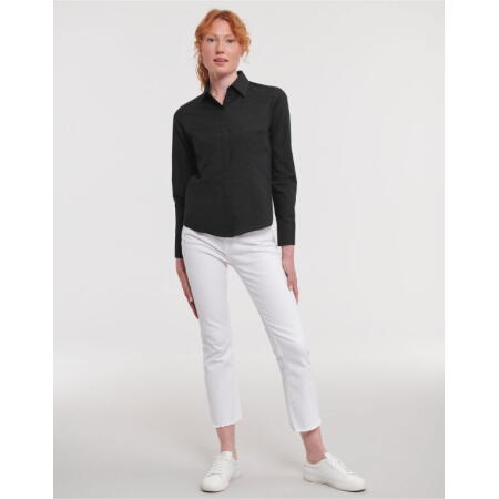 Russell Collection 924F Russell Collection Ladies' L/Sleeve Polycotton Shirt Black