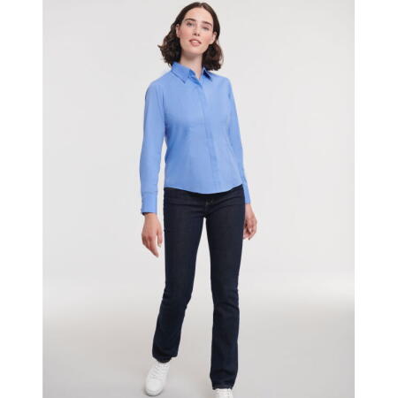 Russell Collection 924F Russell Collection Ladies' L/Sleeve Polycotton Shirt Corporate Blue