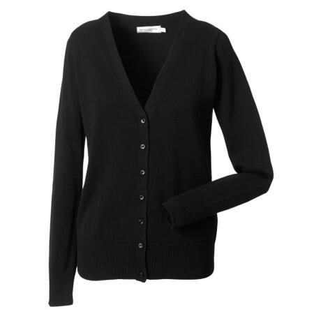 Russell Collection 715F Russell Collection Ladies' V-Neck Knitted Cardigan Black